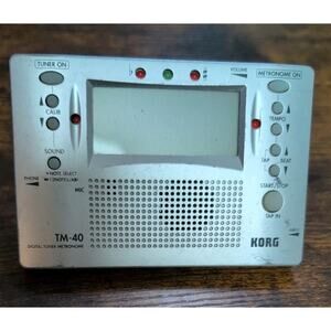 KORG TM-40 Silver Digital Chromatic Combo Tuner & Metronome - Tested/Working
